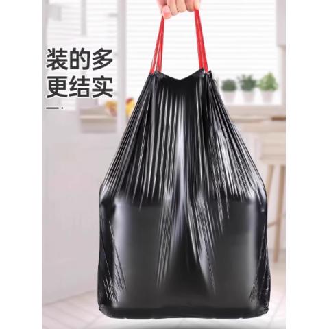 佳帮手抽绳垃圾袋家用加厚钢袋厨房手提式大号特厚黑色收拉塑料袋